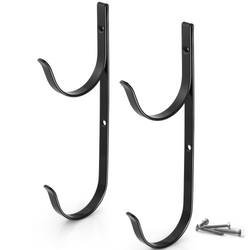 Aquatix Pro Pool Pole Hanger Premium 2pc Black Aluminium Holder Set, Ideal Hooks for Telescopic Poles, Skimmers, Leaf Rakes, Nets, Brushes, Vacuum Hose, Garden Tools and Swimming Pool Accessories