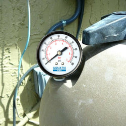 Aquatix Pro Pool Filter Pressure Gauge - Premium Spa/Pool/Aquarium Water Pressure Gauge, 2" Dial, 0-100 Psi, Bottom Mount 1/4", Compatible with Most Brands Such as Hayward, Pentair & Jandy