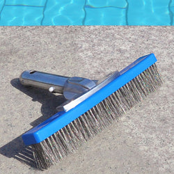 Aquatix Pro Heavy Duty Pool Brush, Durable 10" Swimming Pool Cleaner Brush Best for Tackling Stubborn Stains, Aluminium Handle & Stainless Steel Bristles, Suitable for Concrete & Gunite Pools