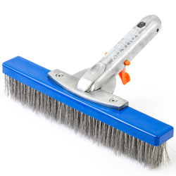 Aquatix Pro Heavy Duty Pool Brush, Durable 10" Swimming Pool Cleaner Brush Best for Tackling Stubborn Stains, Aluminium Handle & Stainless Steel Bristles, Suitable for Concrete & Gunite Pools