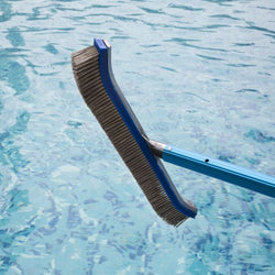 Aquatix Pro Pool Brush Head, 18" Heavy Duty for Cleaning Walls & Floors, Stainless Steel Bristles, Reinforced Aluminum Back, Curved Ends for Corners, EZ Clip, Swimming Pool Brushes for Tiles & Steps