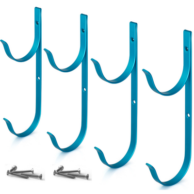 Aquatix Pro Pool Pole Hanger Premium 4pc Black Aluminium Holder Set, Ideal Hooks for Telescopic Poles, Skimmers, Leaf Rakes, Nets, Brushes, Vacuum Hose, Garden Tools and Swimming Pool Accessories