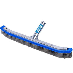 Aquatix Pro Pool Brush Head, 18" Heavy Duty for Cleaning Walls & Floors, Stainless Steel Bristles, Reinforced Aluminum Back, Curved Ends for Corners, EZ Clip, Swimming Pool Brushes for Tiles & Steps